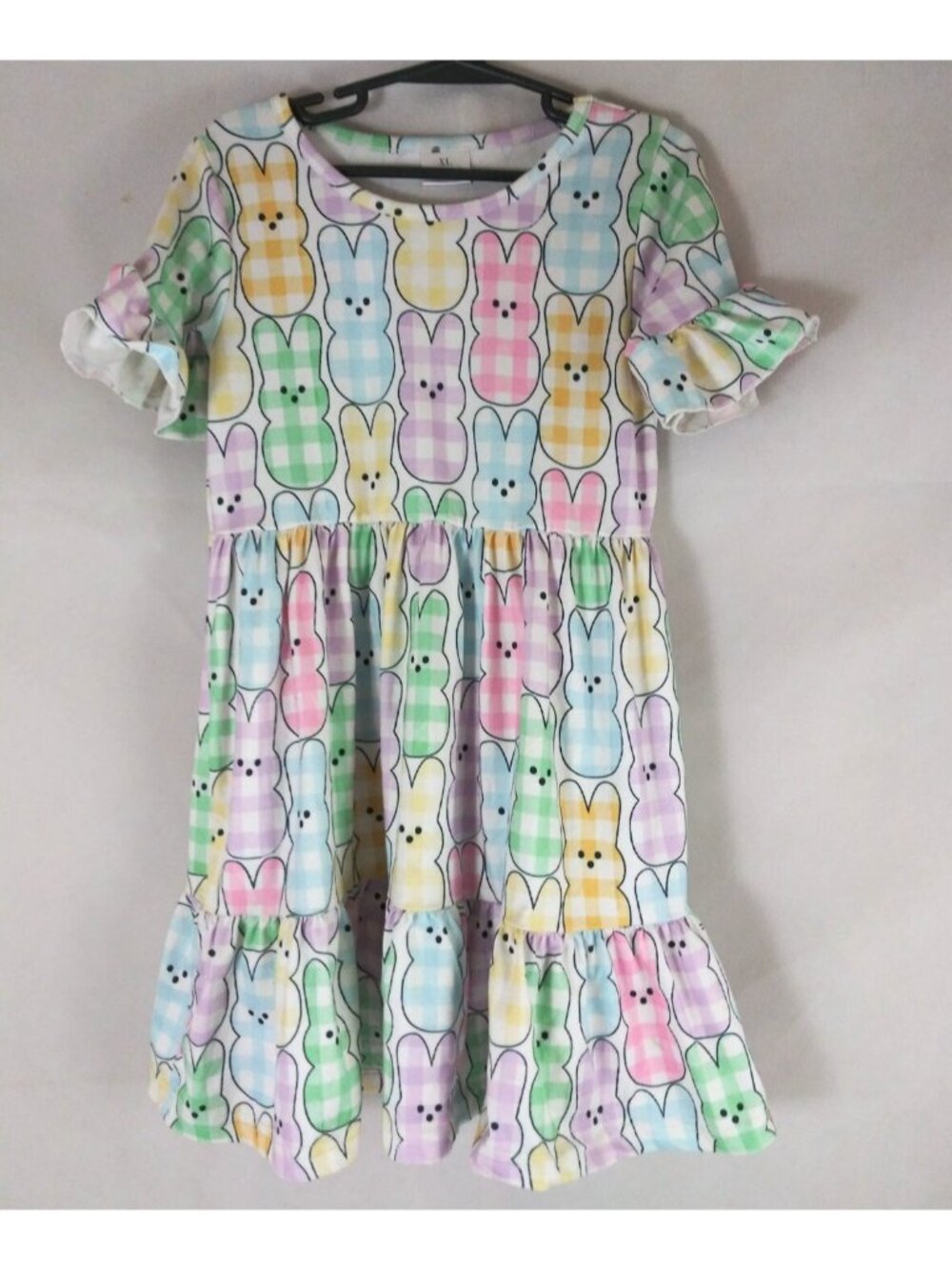 Adorable Colorful Plaid Bunnies Easter Dress Girls Size XL